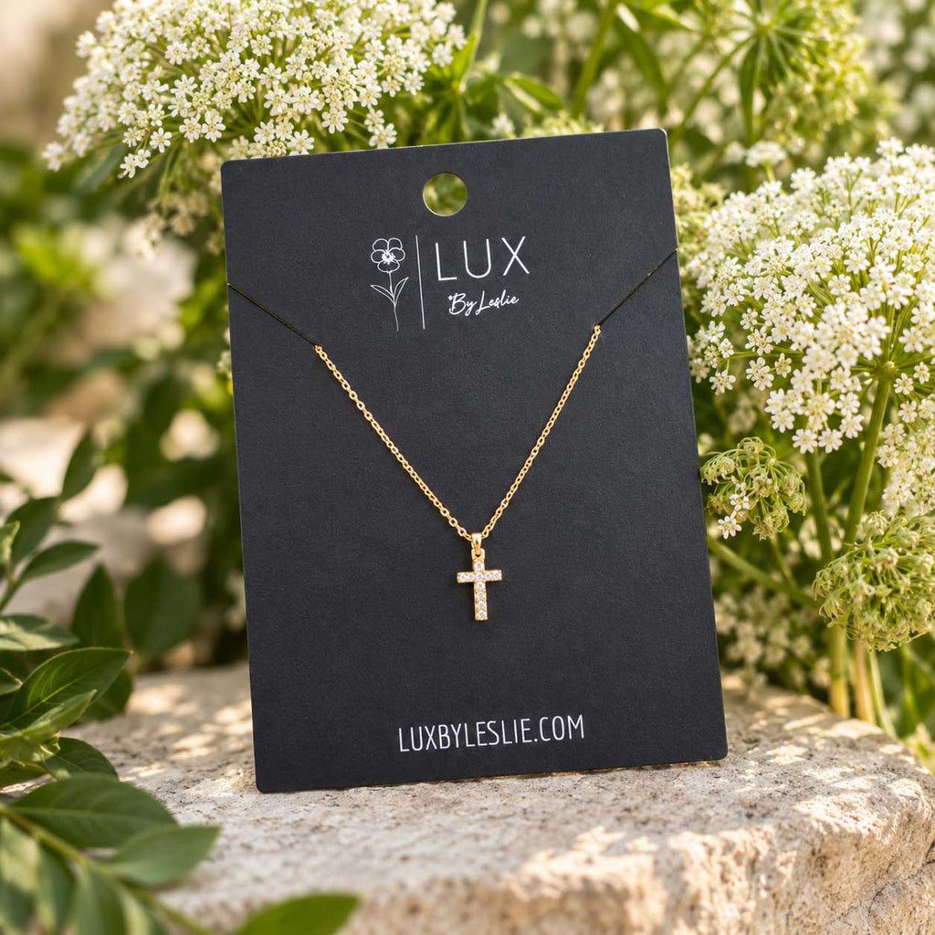 Cubic Zirconia Cross Necklace | Multiple Colors | Lux by Leslie