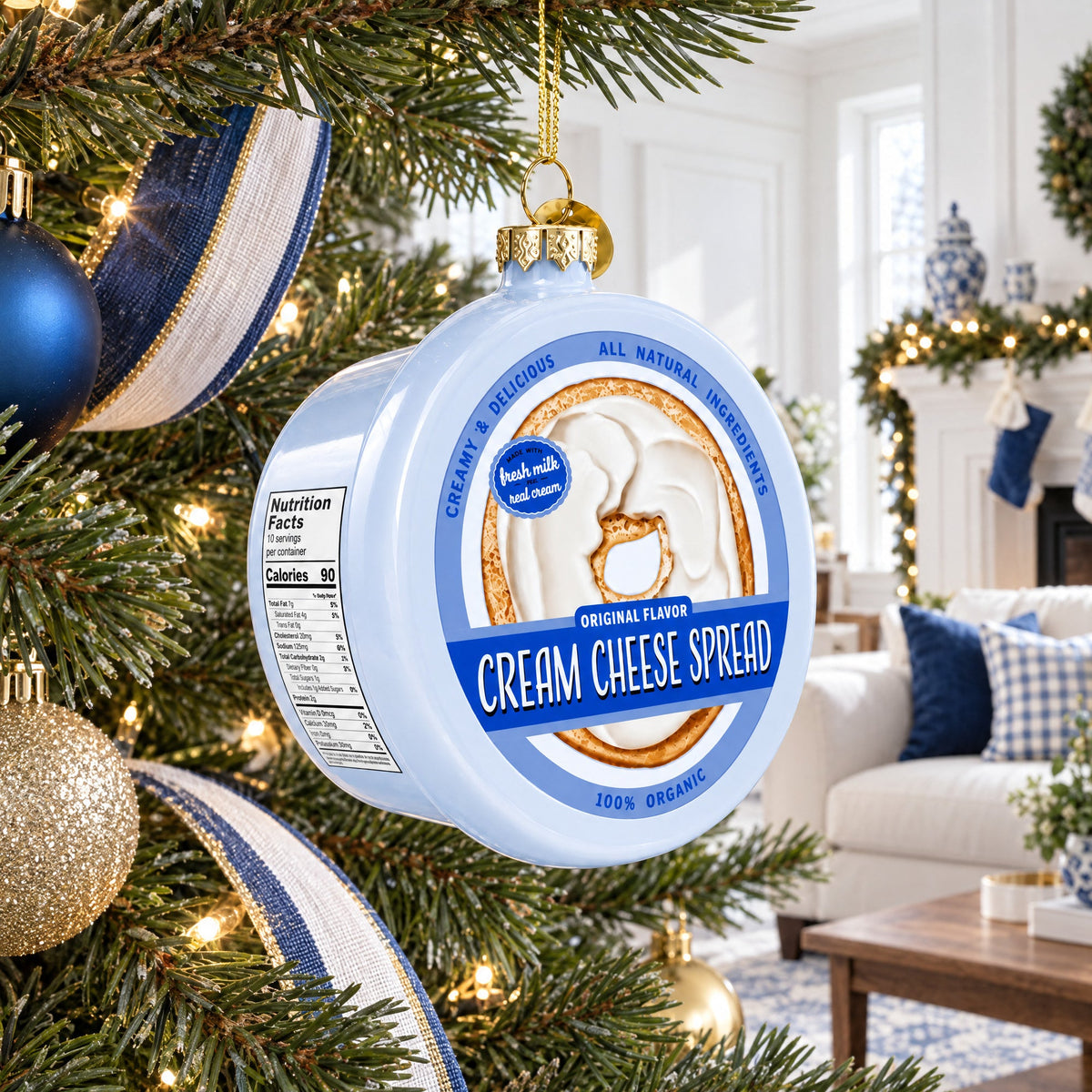 Cream Cheese Spread Glass Christmas Ornament