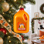 100% Pure Orange Juice Jug Large Glass Christmas Ornament