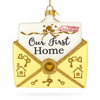 New Homeowner Housewarming Envelope Letter Box Glass Christmas Ornament