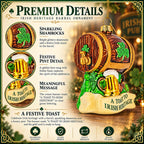 Irish Heritage Shamrock Beer Barrel And Pipe Glass Christmas Ornament