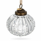 Clear Ribbed Glass Vintage Onion Christmas Ornament