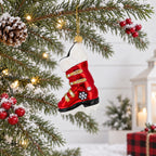 Red Ski Boot Glass Christmas Ornament
