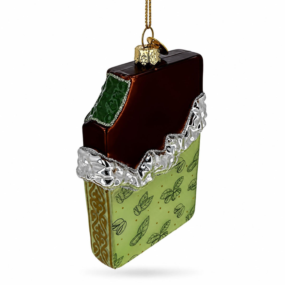 Dubai Chocolate Candy Bar Glass Christmas Ornament