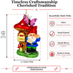 Garden Gnome with Mushroom Mailbox Glass Christmas Ornament