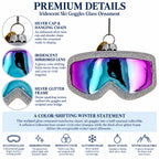 Iridescent Lens Snowboard Ski Goggles Glass Christmas Ornament