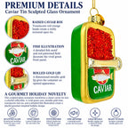 Gourmet Red Caviar Tin Can Glass Christmas Ornament