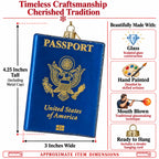 USA Travel Passport Glass Christmas Ornament