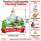Switzerland Mountain Cable Car And Train Glass Christmas Ornament
