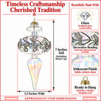 Clear Glass Finial With Silver Swirls Christmas Ornament