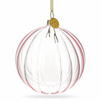 Light Pink Ribbed Glass Ball Christmas Ornament