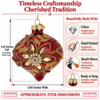 Burgundy Glass Onion Gold Leaf Crystal Christmas Ornament