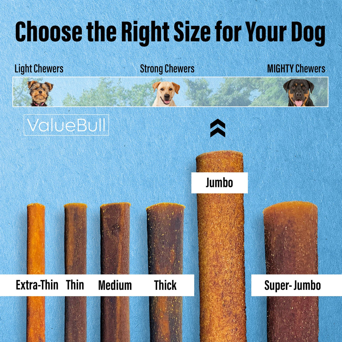 ValueBull Buffalo Collagen Sticks for Dogs, 6 Inch Jumbo Chew, 10 Count