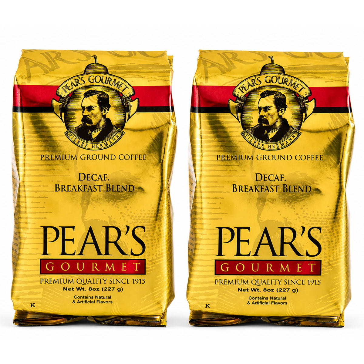 Pear's Breakfast Blend Decaffeinated Ground Coffee | Pack of 2 | 8 oz | Brenmar