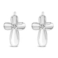 Sterling silver diamond floral cross stud earrings bijoux-nyc direct