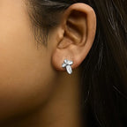 Sterling silver diamond floral cross stud earrings bijoux-nyc direct