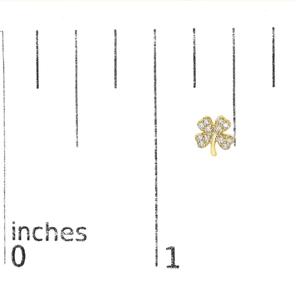 Diamond accent four leaf clover stud earrings in 10k yellow gold bijoux-nyc direct