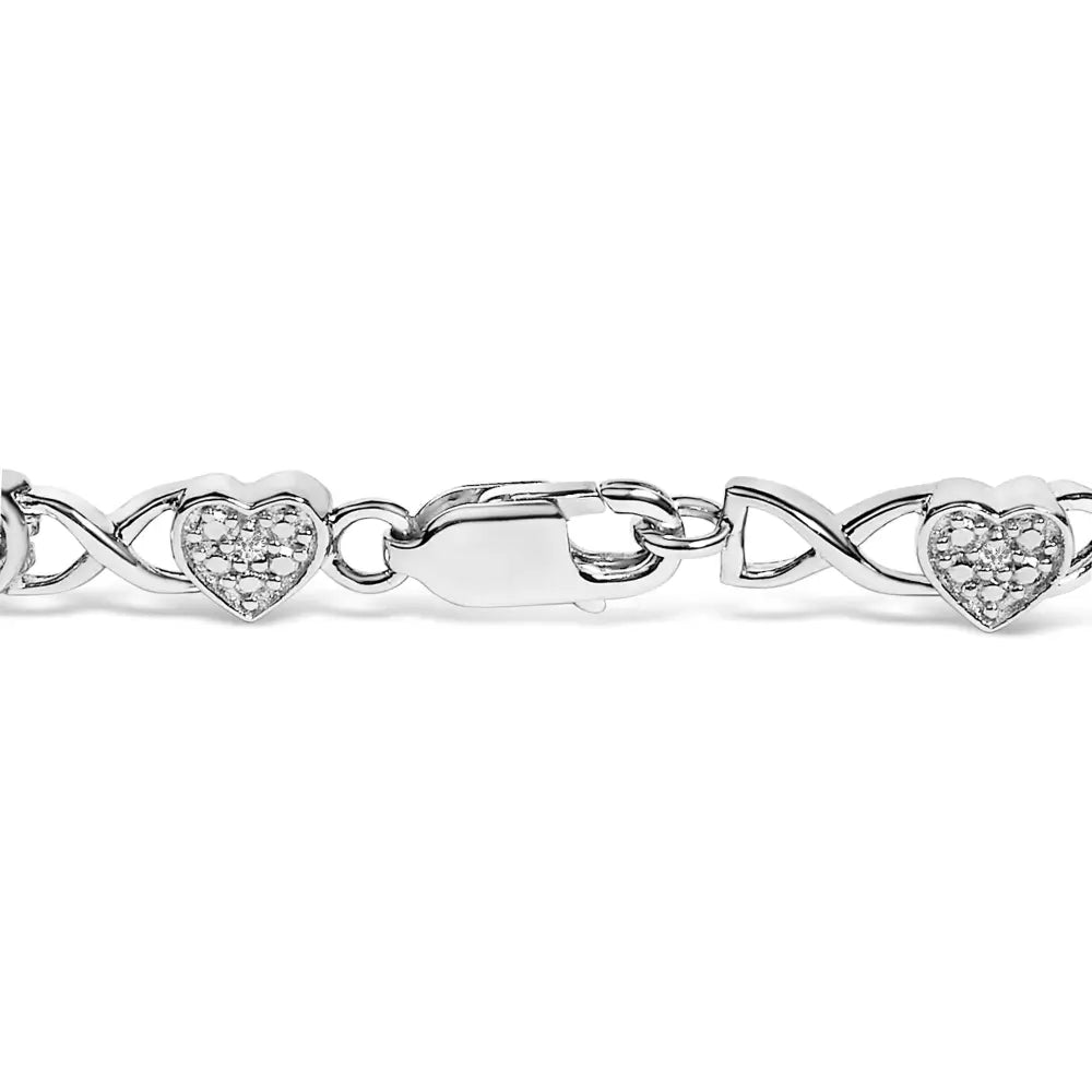 Diamond accent heart link bracelet in.925 sterling silver 7.25 bijoux-nyc direct