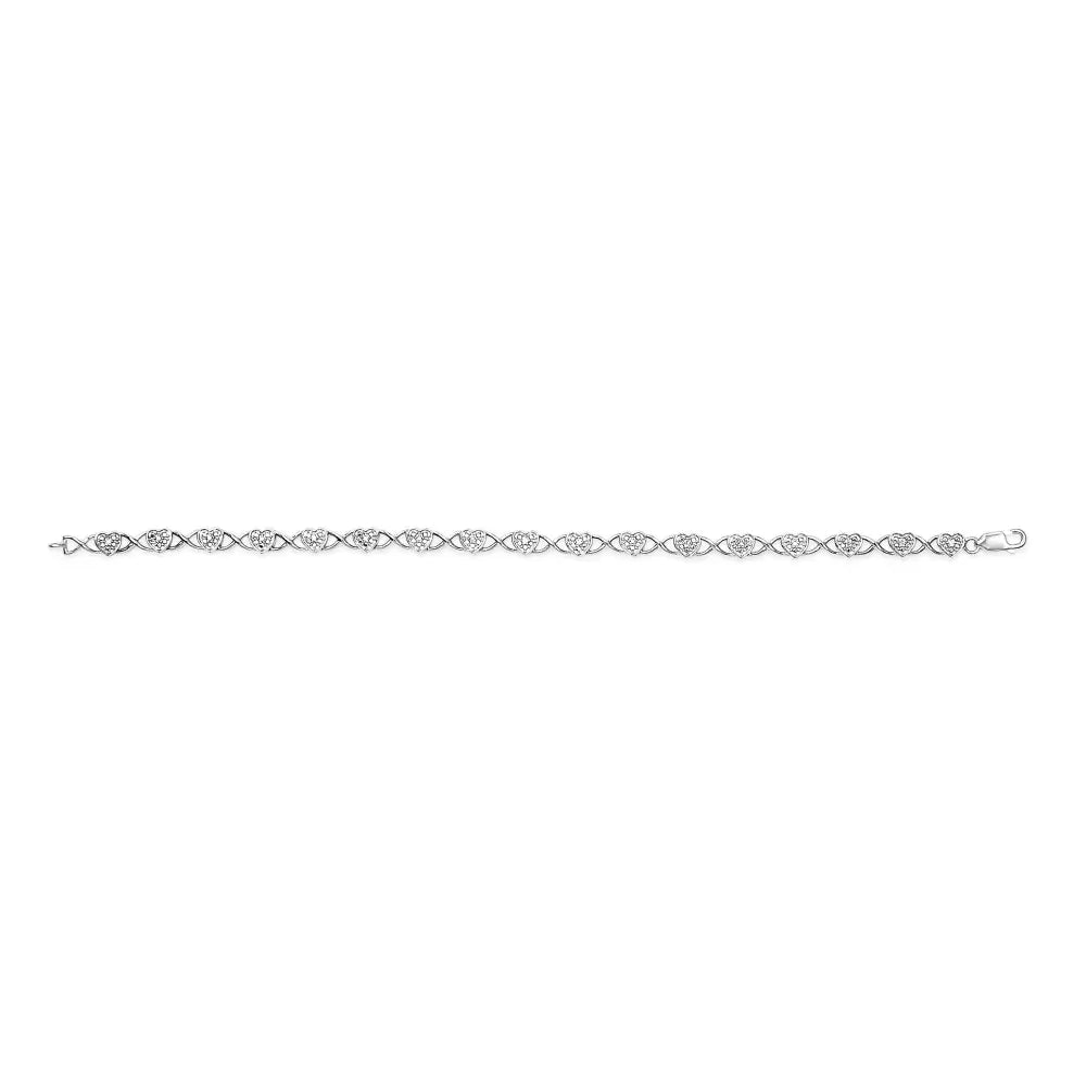 Diamond accent heart link bracelet in.925 sterling silver 7.25 bijoux-nyc direct
