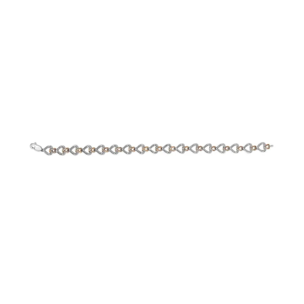 Diamond infinity and swirl link bracelet in 10k two tone gold 1/4 cttw bijoux-nyc direct