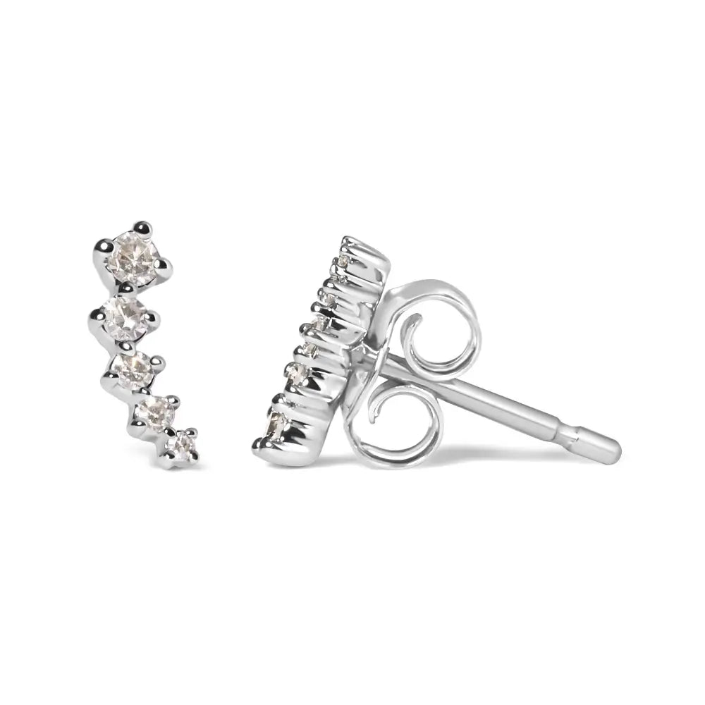 1/10 cttw diamond journey climber earrings in 10k white gold bijoux-nyc direct