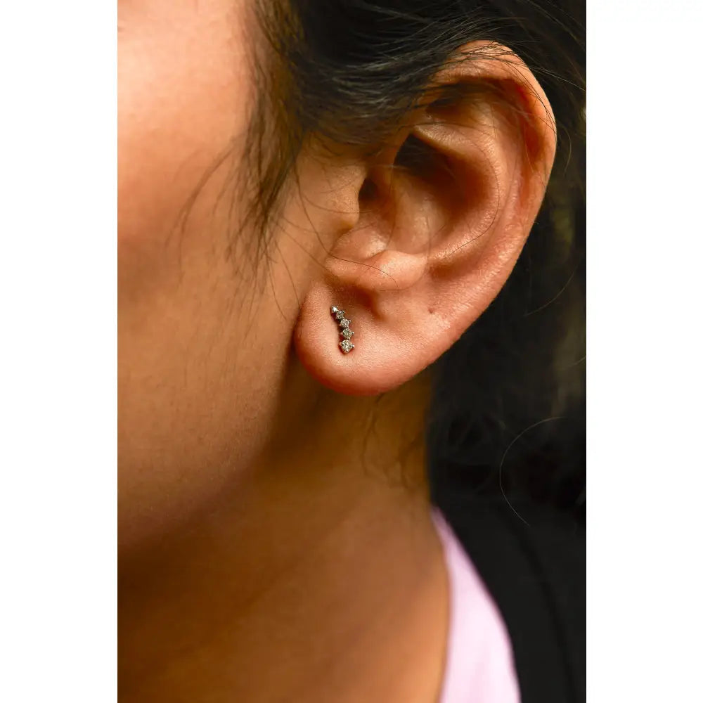 1/10 cttw diamond journey climber earrings in 10k white gold bijoux-nyc direct