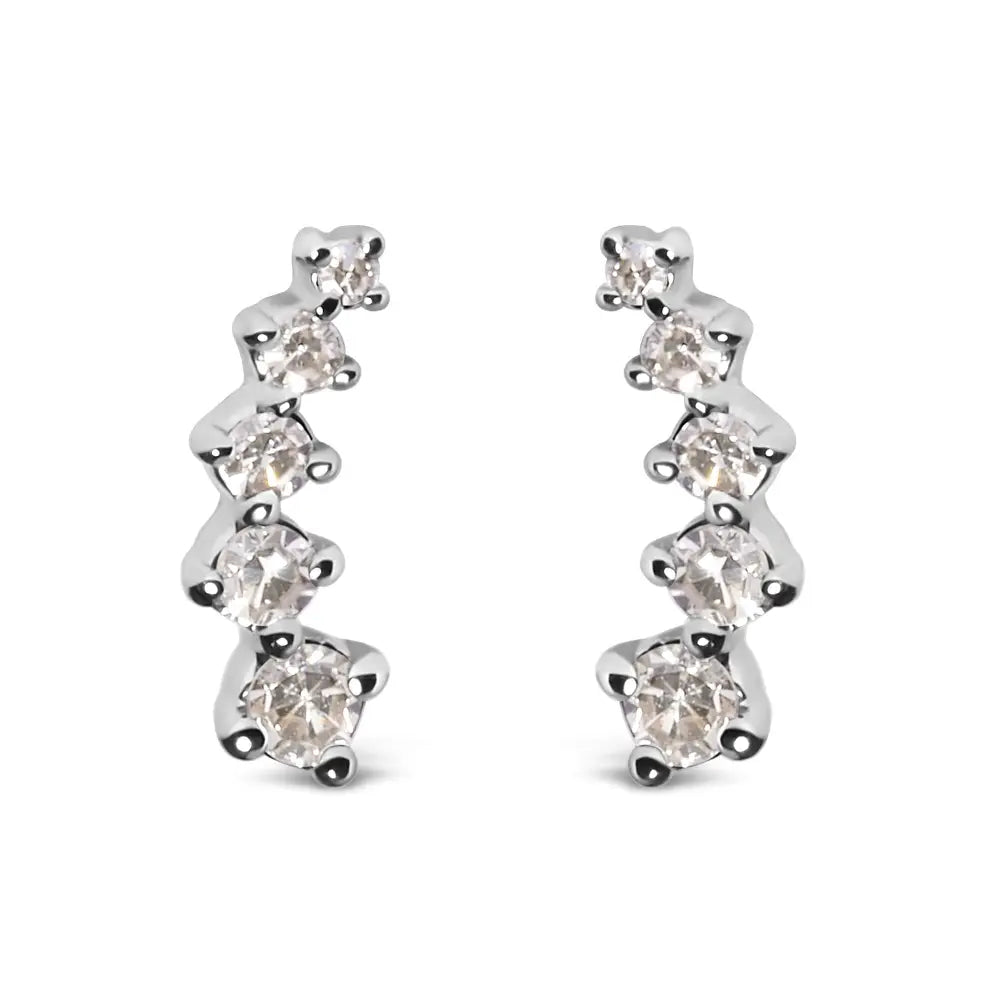 1/10 cttw diamond journey climber earrings in 10k white gold bijoux-nyc direct