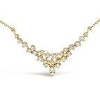1/2 cttw diamond scattered three row v-shape necklace in 14k yellow gold bijoux-nyc direct