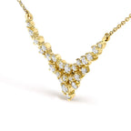 1/2 cttw diamond scattered three row v-shape necklace in 14k yellow gold bijoux-nyc direct