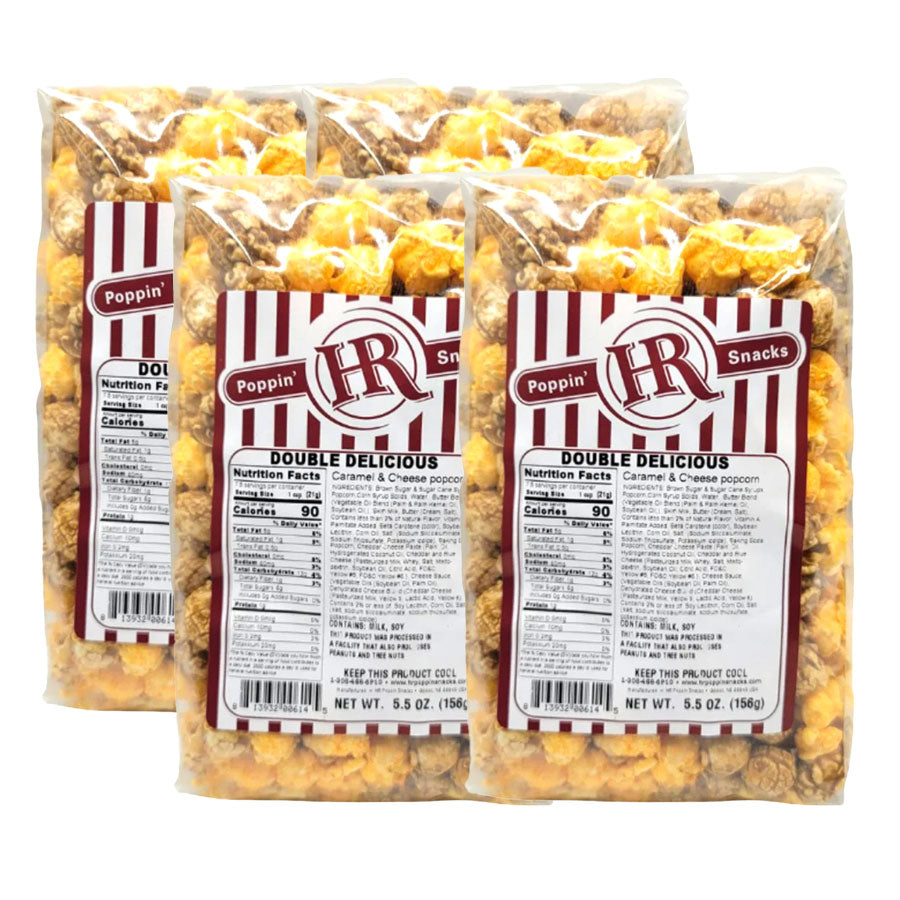 Double Delicious Popcorn | Pack of 4 | 5.5 oz | HR Poppin' Snacks