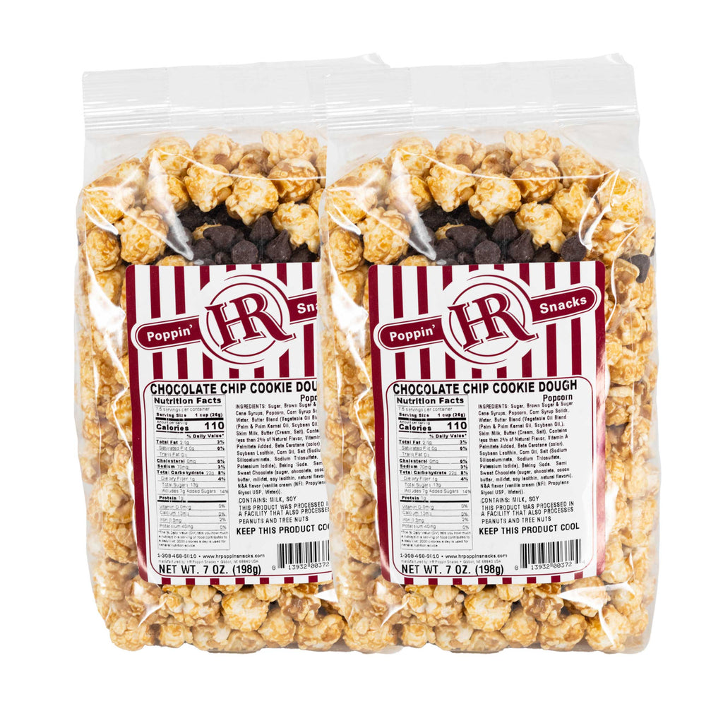 Chocolate Chip Cookie Dough Popcorn | Pack of 2 | 5 oz | HR Poppin' Snacks