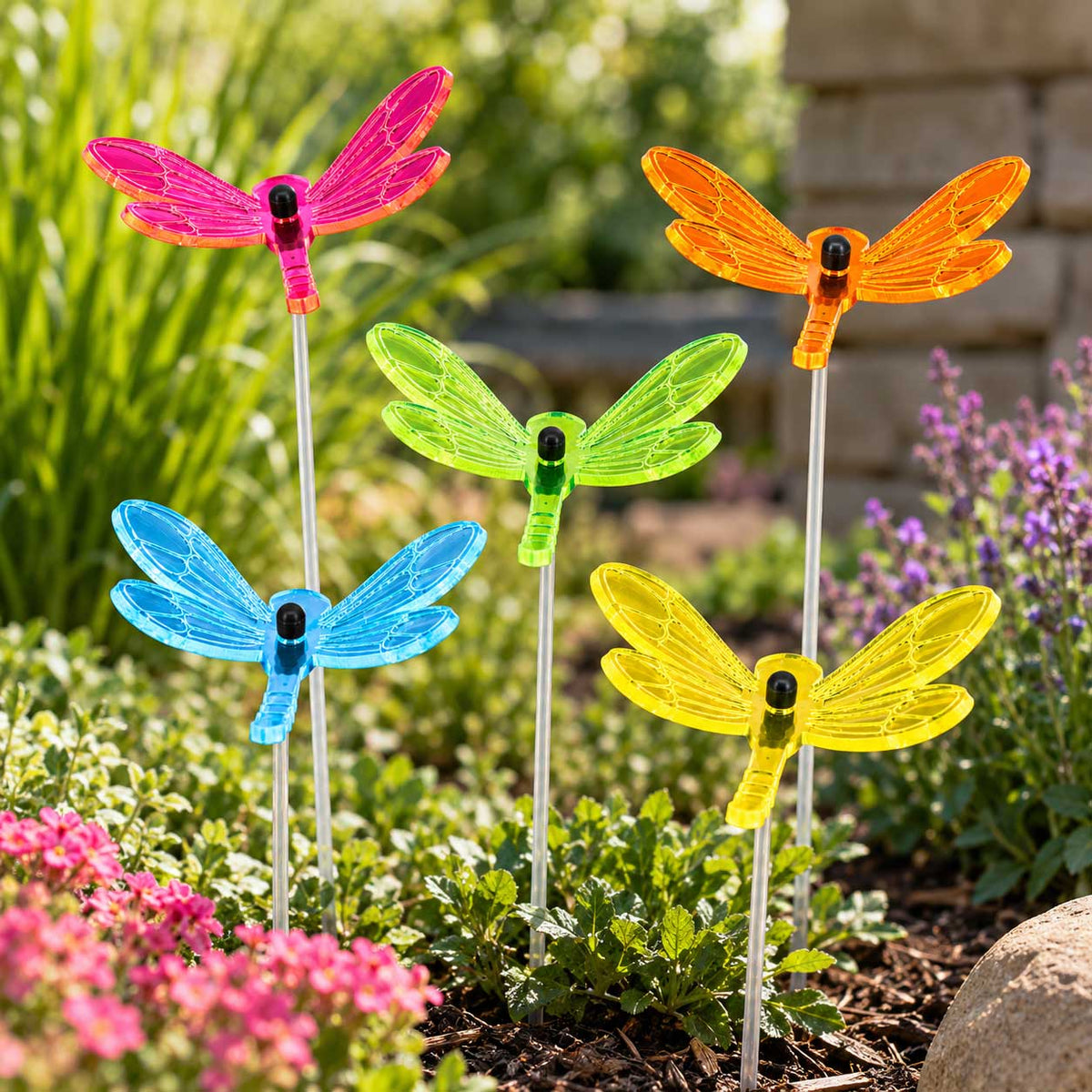 Small Dragonfly Yard Decor | Variety 5 Pack | Glowing Creation