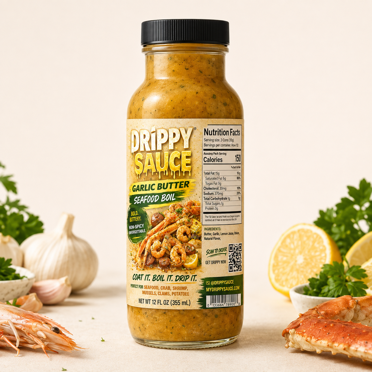 Drippy Sauce® Seafood Boil Sauce — Garlic Butter & Spicy Cajun