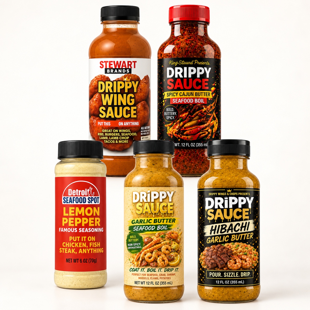 Drippy Sauce Mixed Variety Packs — 3, 5 & 10 Bottles