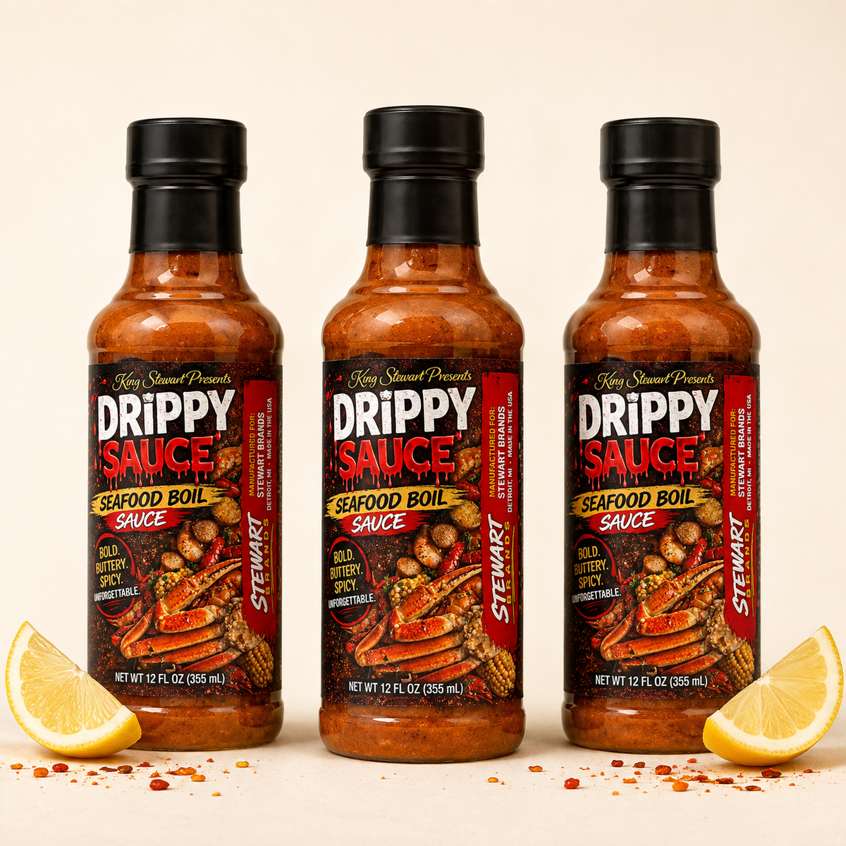 Detroit Seafood Express Cajun Seafood Boil Sauce — 3-Bottle Pack