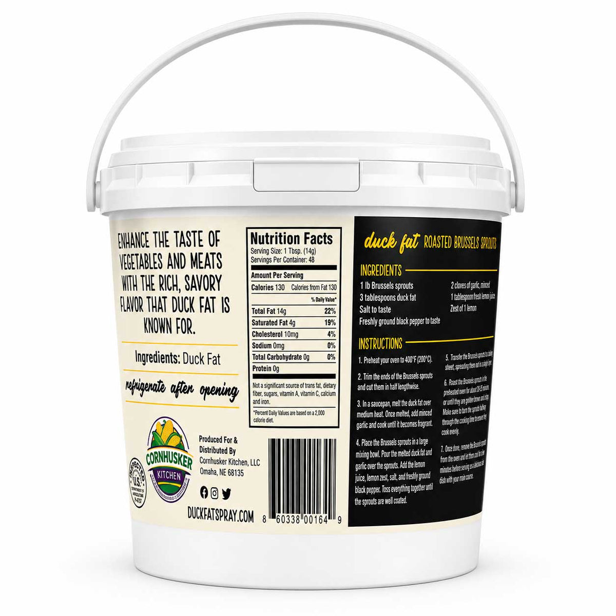 Rendered Duck Fat | 1.5 lb | Gluten Free & Non-GMO | Cornhusker Kitchen