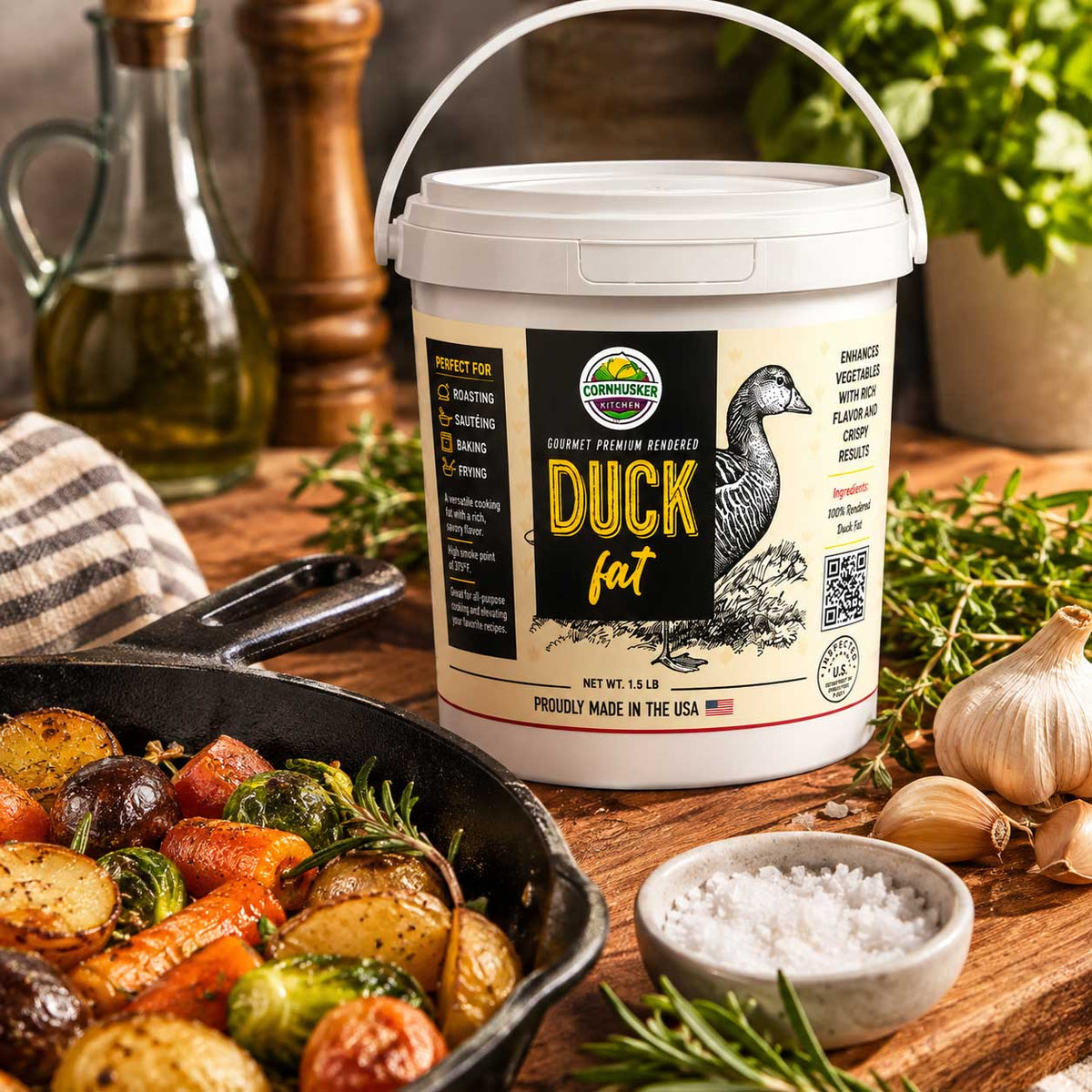 Duck Fat Bundle | Duck Fat Tub & Duck Fat Spray | Cornhusker Kitchen
