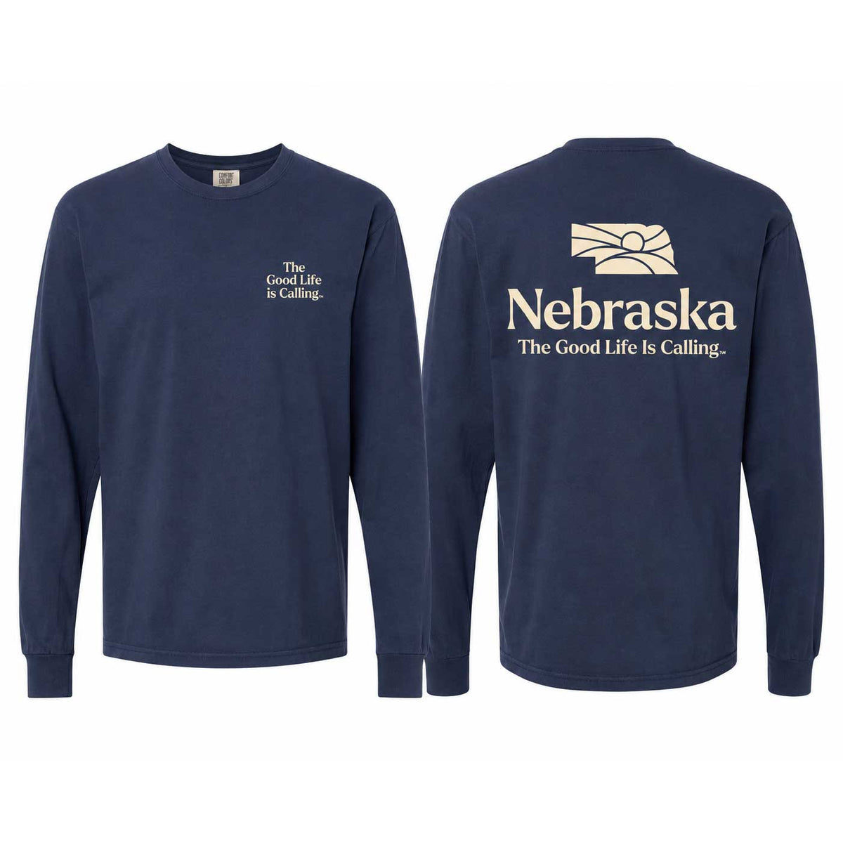 Long Sleeve Nebraska Shirt | Navy/Ivory | Multiple Sizes | Nebraska Department of Economic Development