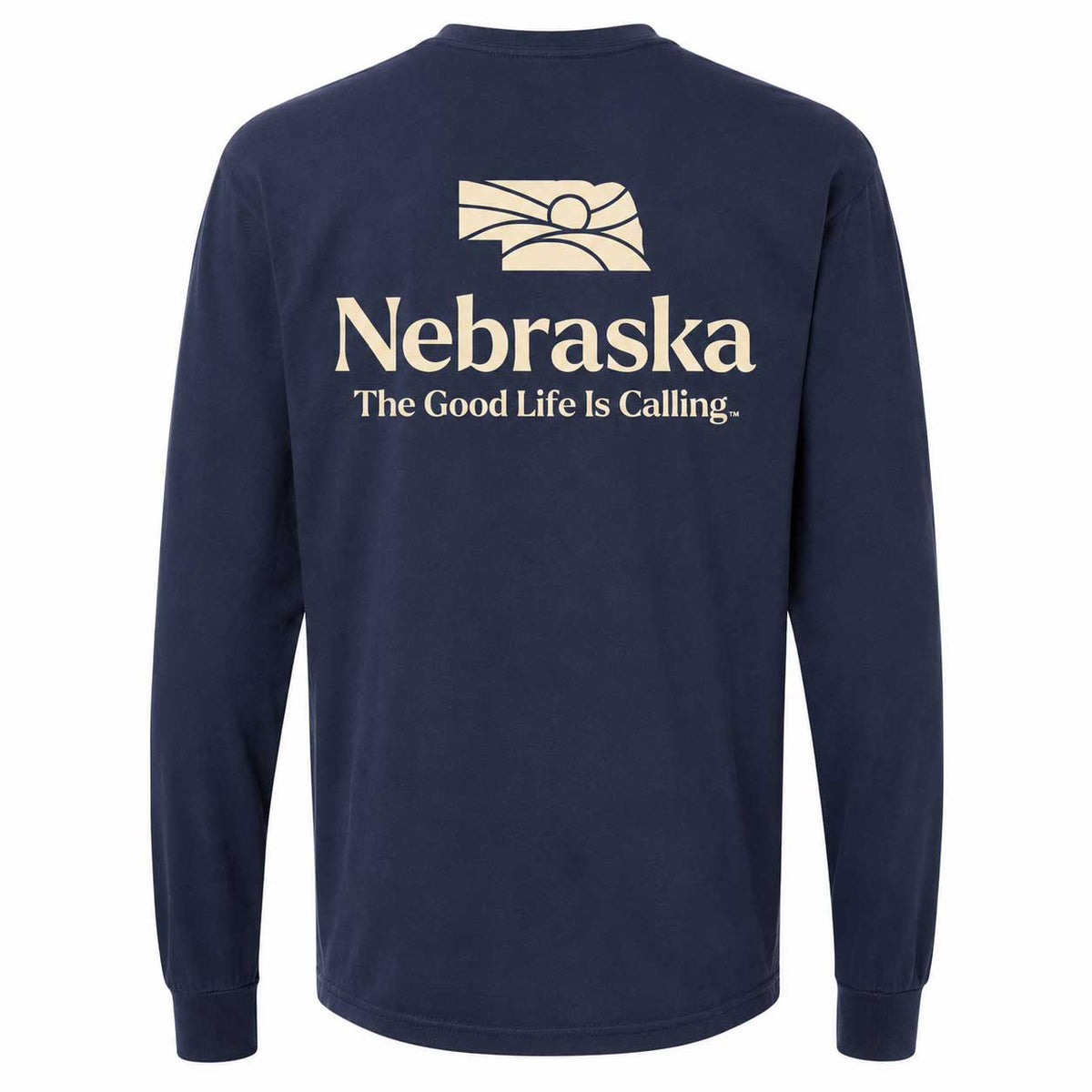 Long Sleeve Nebraska Shirt | Navy/Ivory | Multiple Sizes | Nebraska Department of Economic Development