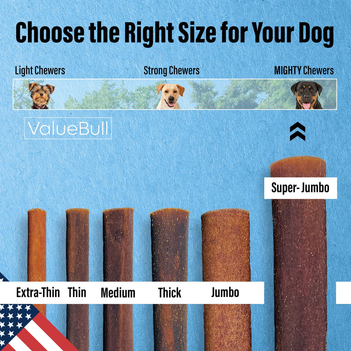 ValueBull USA Beef Collagen Sticks, 12 Inch Super Jumbo Chews, 25 Count