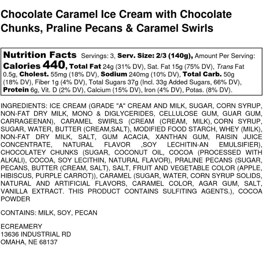 Chocolate Turtle Sundae Ice Cream | Pack of 4 | One Pint | Shipping Included | eCreamery