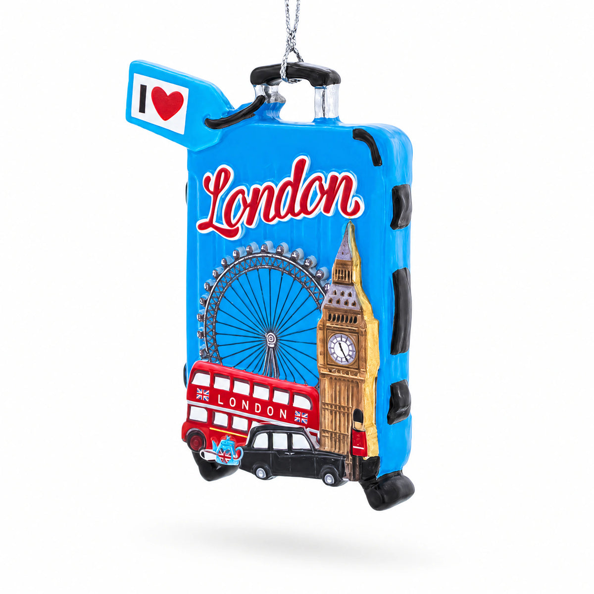London Travel Souvenir Suitacase Luggage Big Ben Resin Christmas Ornament