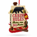 Cabin Rules There Are No Rules Black Bear Canoe Resin Christmas Ornament