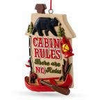 Cabin Rules There Are No Rules Black Bear Canoe Resin Christmas Ornament