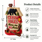 Cabin Rules There Are No Rules Black Bear Canoe Resin Christmas Ornament