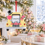 Just Married Wedding Car 2x2 Photo Frame Resin Christmas Ornament
