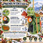 Hiking Camping Adventure Backpack Camo Binoculars Resin Christmas Ornament