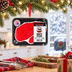 Thick Cut Ribeye Steak Butcher Tray Decor Resin Christmas Ornament