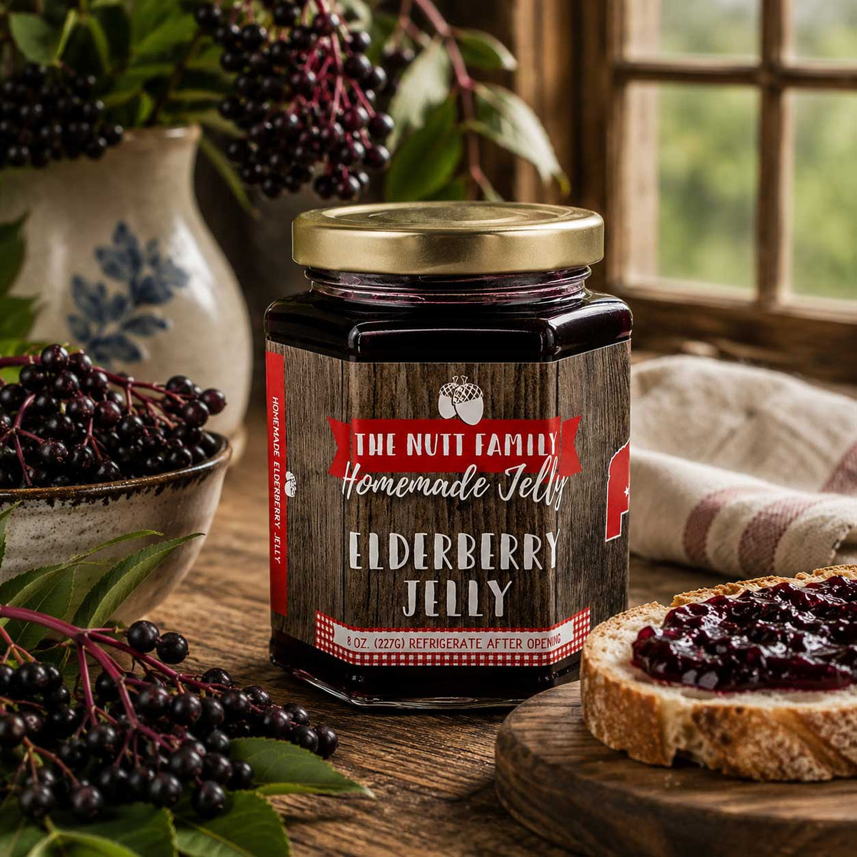 Elderberry Jelly | Pack of 4 | 9 oz | Nutt Family Jams & Jellies