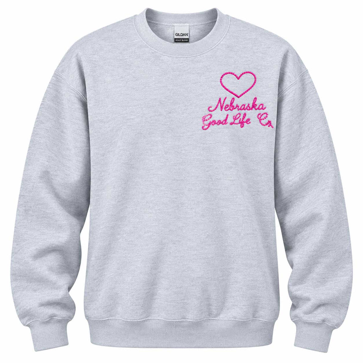 Nebraska Good Life Co Embroidered Crewneck | Multiple Sizes | Lux By Leslie